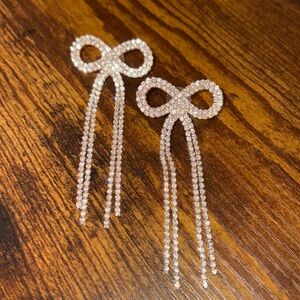 Rhinestone Bow Long Tassel Earrings *NEW*